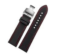 POYNMRE Compatible con Tag Heuer F1 Citizen Correa de buceo Correa de reloj de tela de lona deportiva Reloj de cuero de nailon for hombre Pulsera azul naranja 20 21 mm 22 mm(Red line Bsilver,23mm)