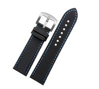 POYNMRE Compatible con Tag Heuer F1 Citizen Correa de buceo Correa de reloj de tela de lona deportiva Reloj de cuero de nailon for hombre Pulsera azul naranja 20 21 mm 22 mm(Blue line silver,23mm)