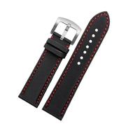 POYNMRE Compatible con Tag Heuer F1 Citizen Correa de buceo Correa de reloj de tela de lona deportiva Reloj de cuero de nailon for hombre Pulsera azul naranja 20 21 mm 22 mm(Red line silver,22mm)