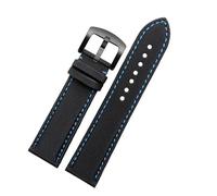 POYNMRE Compatible con Tag Heuer F1 Citizen Correa de buceo Correa de reloj de tela de lona deportiva Reloj de cuero de nailon for hombre Pulsera azul naranja 20 21 mm 22 mm(Blue line black,21mm)