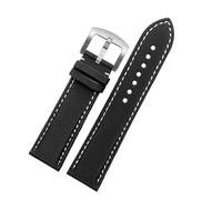 POYNMRE Compatible con Tag Heuer F1 Citizen Correa de buceo Correa de reloj de tela de lona deportiva Reloj de cuero de nailon for hombre Pulsera azul naranja 20 21 mm 22 mm(White line silver,21mm)