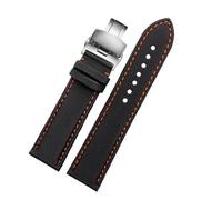 POYNMRE Compatible con Tag Heuer F1 Citizen Correa de buceo Correa de reloj de tela de lona deportiva Reloj de cuero de nailon for hombre Pulsera azul naranja 20 21 mm 22 mm(Orange line Bsilver,21mm)