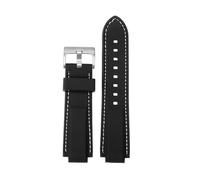POYNMRE Compatible con Timex Tide Compass Series T2N720 T2N721 T2N739 TW2T76300 Silicona Ratio de goma Correa Sports Wridttband 24x16 mm 24x16 mm(Black white-silver)