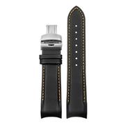 POYNMRE Compatible con Tissot T035, hebilla de acero mariposa, correa piel becerro, reloj cuero genuino extremo curvo, repuesto 22 mm, 23 y 24(Black orange Silver,23mm)