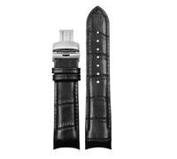 POYNMRE Compatible con Tissot T035, hebilla de acero mariposa, correa piel becerro, reloj cuero genuino extremo curvo, repuesto 22 mm, 23 y 24(Black Silver,22mm)