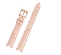 POYNMRE Compatible With Gucci YA141401 YA141505 YA1414 YA1415 12-4 14-5m Notch Soft Cowhide Leather Women Watch Strap Chain White Pink Watchband(Pink-rose gold pin,14-5mm)