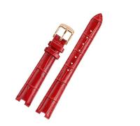 POYNMRE Compatible With Gucci YA141401 YA141505 YA1414 YA1415 12-4 14-5m Notch Soft Cowhide Leather Women Watch Strap Chain White Pink Watchband(Red-rose gold pin,12-5mm)