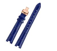 POYNMRE Compatible With Gucci YA141401 YA141505 YA1414 YA1415 12-4 14-5m Notch Soft Cowhide Leather Women Watch Strap Chain White Pink Watchband(Royal blue-rose Fold,12-4mm)