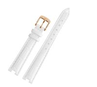 POYNMRE Compatible With Gucci YA141401 YA141505 YA1414 YA1415 12-4 14-5m Notch Soft Cowhide Leather Women Watch Strap Chain White Pink Watchband(White-rose gold pin,14-4mm)