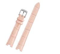 POYNMRE Compatible With Gucci YA141401 YA141505 YA1414 YA1415 12-4 14-5m Notch Soft Cowhide Leather Women Watch Strap Chain White Pink Watchband(Pink-steel pin,12-4mm)