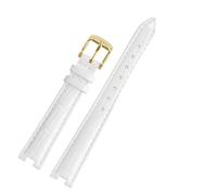 POYNMRE Compatible With Gucci YA141401 YA141505 YA1414 YA1415 12-4 14-5m Notch Soft Cowhide Leather Women Watch Strap Chain White Pink Watchband(White-gold pin,12-5mm)