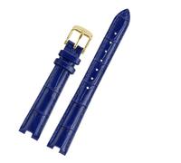 POYNMRE Compatible With Gucci YA141401 YA141505 YA1414 YA1415 12-4 14-5m Notch Soft Cowhide Leather Women Watch Strap Chain White Pink Watchband(Royal blue-gold pin,12-4mm)