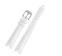 POYNMRE Compatible With Gucci YA141401 YA141505 YA1414 YA1415 12-4 14-5m Notch Soft Cowhide Leather Women Watch Strap Chain White Pink Watchband(White-steel pin,14-4mm)