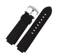 POYNMRE Compatible With MAURICE LACROIX Watch Strap AIKON Series AI6008 6007 6057 6058 6158 Bracelet Waterproof Rubber Silicone Watch Band Black Men(F-Black-silver)
