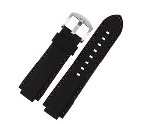 POYNMRE Compatible With MAURICE LACROIX Watch Strap AIKON Series AI6008 6007 6057 6058 6158 Bracelet Waterproof Rubber Silicone Watch Band Black Men(F-Black-silver)