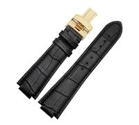 POYNMRE Correa compatible con Tissot T60 1853 L875/975K for hombre, 24 x 14 mm, malla de piel cocodrilo 1.513(Black golden)
