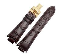 POYNMRE Correa compatible con Tissot T60 1853 L875/975K for hombre, 24 x 14 mm, malla de piel cocodrilo 1.513(Brown golden)
