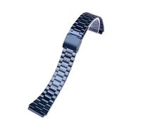 POYNMRE Correa de acero inoxidable de 18 mm compatible con CASIO A158/A159/A168/A169/B650 AQ230/700 A158W A168 Classic AE-1200 Correa de metal plateada y negra(Blue A)