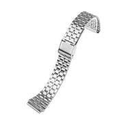 POYNMRE Correa de acero inoxidable de 18 mm compatible con CASIO A158/A159/A168/A169/B650 AQ230/700 A158W A168 Classic AE-1200 Correa de metal plateada y negra(Silver B)