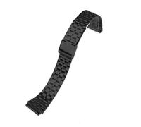 POYNMRE Correa de acero inoxidable de 18 mm compatible con CASIO A158/A159/A168/A169/B650 AQ230/700 A158W A168 Classic AE-1200 Correa de metal plateada y negra(Black B)