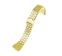 POYNMRE Correa de acero inoxidable de 18 mm compatible con CASIO A158/A159/A168/A169/B650 AQ230/700 A158W A168 Classic AE-1200 Correa de metal plateada y negra(Gold B)