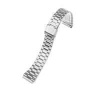 POYNMRE Correa de acero inoxidable de 18 mm compatible con CASIO A158/A159/A168/A169/B650 AQ230/700 A158W A168 Classic AE-1200 Correa de metal plateada y negra(Silver A)