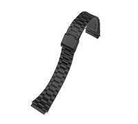 POYNMRE Correa de acero inoxidable de 18 mm compatible con CASIO A158/A159/A168/A169/B650 AQ230/700 A158W A168 Classic AE-1200 Correa de metal plateada y negra(Black A)