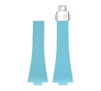 POYNMRE Correa de caucho fluorado compatible con Tissot PRX Powermatic Hebilla de mariposa Hombres FKM Sport Impermeable Liberación rápida Reemplazo de correa de reloj 11/12 mm(Light blue,12mm)