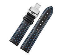 POYNMRE Correa de cuero compatible con Tissot 1853 Special T116 Correa T116617 Warriors Knights Lakers Pulsera Heuer de 22 mm for hombre(Blue blue-silver B)