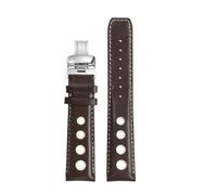 POYNMRE Correa de cuero compatible con Tissot 1853 T91 PRS516 T044, 20 mm, color negro y marrón, for hombre mujer(Brownwhite-silver)