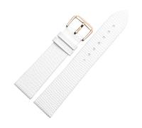POYNMRE Correa de cuero de patrón de lagarto ultrathin 12 mm de 14 mm 16 mm 18 mm 20 mm Blanco rojo rojo Banda for vigilancia for hombres y mujeres Pulsera(White-rose gold,22mm)