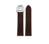 POYNMRE Correa de goma VITON compatible con reloj Cartier Roadster WE500260 W6206018 19 mm, color azul y naranja, cierre desplegable 18(Brown sivler-A)