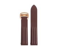 POYNMRE Correa de goma VITON compatible con reloj Cartier Roadster WE500260 W6206018 19 mm, color azul y naranja, cierre desplegable 18(Brown rose gold)