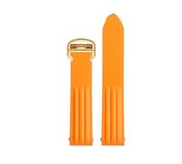 POYNMRE Correa de goma VITON compatible con reloj Cartier Roadster WE500260 W6206018 19 mm, color azul y naranja, cierre desplegable 18(Orange gold)
