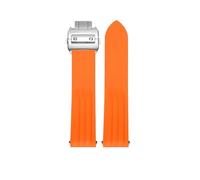POYNMRE Correa de goma VITON compatible con reloj Cartier Roadster WE500260 W6206018 19 mm, color azul y naranja, cierre desplegable 18(Orange silver-A)
