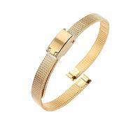 POYNMRE Correa de malla 6 mm compatible con Rosemont Olivia Burton Milan, correa acero inoxidable for mujer, cadena reloj metal unión recta(Gold,8mm)