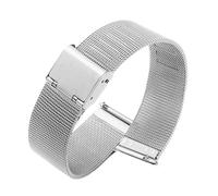 POYNMRE Correa de malla de acero inoxidable ultradelgada, correa de reloj milanesa de 12mm, 14mm, 16mm, 18mm, 20mm y 22mm, repuesto de pulsera de liberación rápida(Silver,12mm)