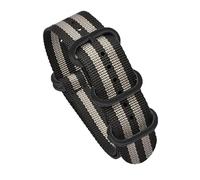POYNMRE Correa de nailon resistente for hombre, correa de reloj de tela tejida de 20mm y 22mm, hebilla de anillo de acero inoxidable, correa de repuesto Compatible con Casio(Black grey B,20mm)
