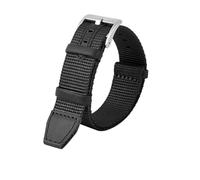 POYNMRE Correa de nailon tejido + cuero de 20 mm y 22 mm compatible con el reloj Hamilton Khaki Green Field H69439931 441 for hombre, correa de reloj deportiva for exteriores(Black-silver,20mm)