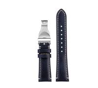 POYNMRE Correa de piel auténtica duradera compatible con Tudor, Rolex, Omega Black Bay, BREITLING, correa vaca 22 mm hebilla mariposa(Blue s folding)