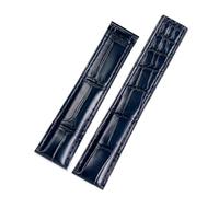 POYNMRE Correa de piel cocodrilo compatible con TAG HEUER CARRERA, 19 mm, 20, 22, hebilla plegable cuero genuino for hombre, accesorios pulsera(Blue no buckle,22mm)