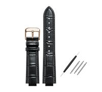 POYNMRE Correa de piel convexa compatible con Maserati Trident R8821108039 R8821108038 (21 x 18 mm, 24 x 18 mm), color negro, azul y marrón, for hombre.(Black rose clasp,21x18mm)