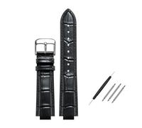POYNMRE Correa de piel convexa compatible con Maserati Trident R8821108039 R8821108038 (21 x 18 mm, 24 x 18 mm), color negro, azul y marrón, for hombre.(Black silver clasp,21x18mm)