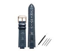 POYNMRE Correa de piel convexa compatible con Maserati Trident R8821108039 R8821108038 (21 x 18 mm, 24 x 18 mm), color negro, azul y marrón, for hombre.(Blue rose clasp,24x18mm)