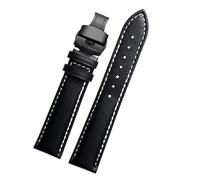 POYNMRE Correa de piel de vaca de 20 mm, 21 mm y 22 mm compatible con Longines Pioneer Machinery L3.810/L3.820 Series Correa de reloj de cuero liso for hombre Tudor Citizen(Black-black B,22mm)