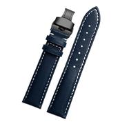 POYNMRE Correa de piel de vaca de 20 mm, 21 mm y 22 mm compatible con Longines Pioneer Machinery L3.810/L3.820 Series Correa de reloj de cuero liso for hombre Tudor Citizen(Blue-black B,22mm)