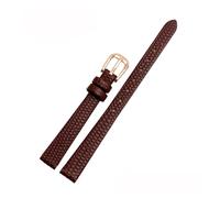 POYNMRE Correa de piel de vaca de tamaño pequeño compatible con AJIDOU Time Stamp Fossil Poly Time Watchband Pulsera de cadena de reloj for mujer de 8 mm, 10 mm, 12 mm y 14 mm(Brown-rose gold,12mm)