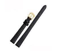 POYNMRE Correa de piel de vaca de tamaño pequeño compatible con AJIDOU Time Stamp Fossil Poly Time Watchband Pulsera de cadena de reloj for mujer de 8 mm, 10 mm, 12 mm y 14 mm(Black-gold,16mm)
