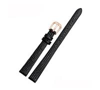 POYNMRE Correa de piel de vaca de tamaño pequeño compatible con AJIDOU Time Stamp Fossil Poly Time Watchband Pulsera de cadena de reloj for mujer de 8 mm, 10 mm, 12 mm y 14 mm(Black-rose gold,16mm)