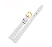 POYNMRE Correa de piel de vaca de tamaño pequeño compatible con AJIDOU Time Stamp Fossil Poly Time Watchband Pulsera de cadena de reloj for mujer de 8 mm, 10 mm, 12 mm y 14 mm(White-gold,16mm)